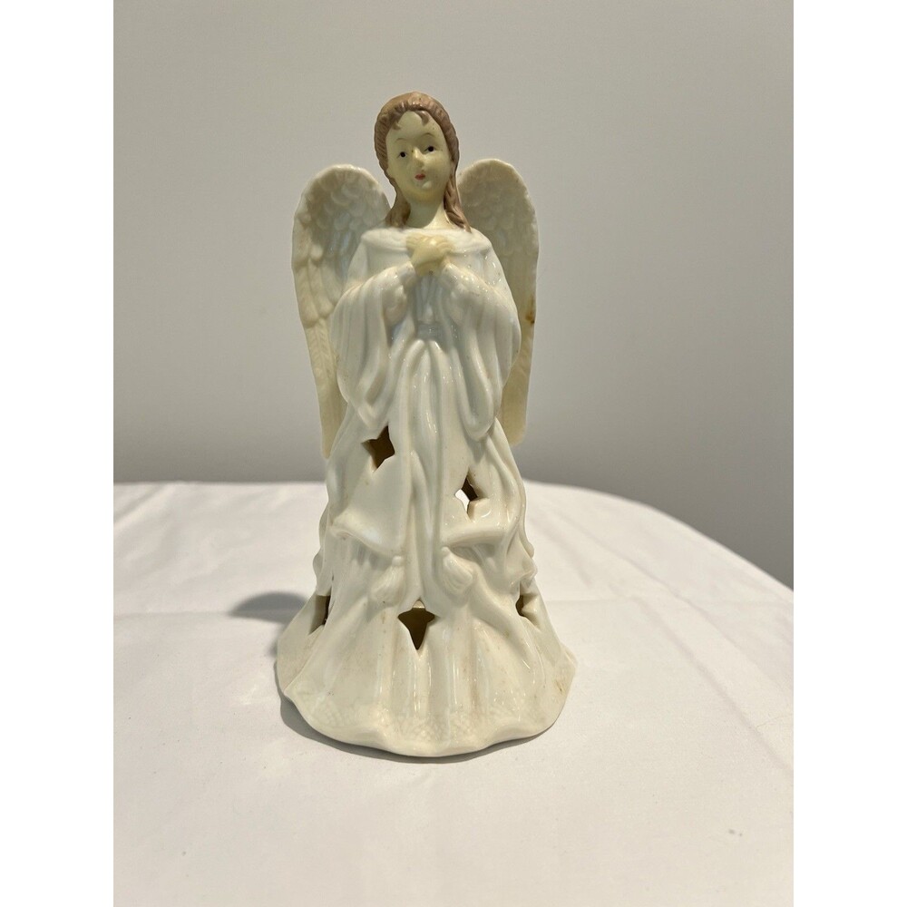 Potpourri Designs White Ceramic Angel Candle holder,‎ Tealight, Christmas